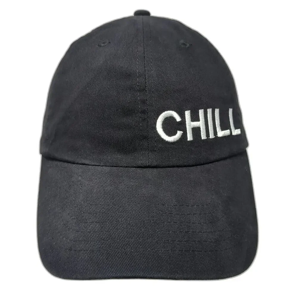 Steve Madden Baseball Cap Black One Size Chill Embroidered Slideback Hat